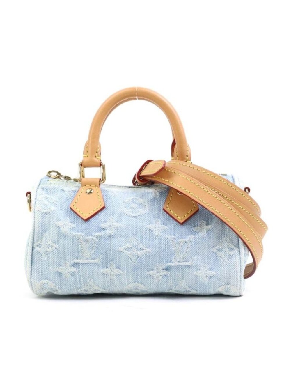 Louis Vuitton Shoulder Bag Monogram Denim Nano Speedy Sky Blue
